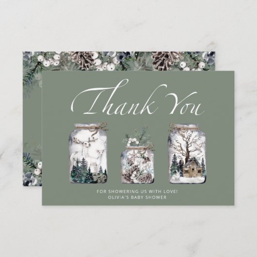 ベビーその冷たい外の赤ちゃんシャワーサンキューカード カード (正面/裏面)