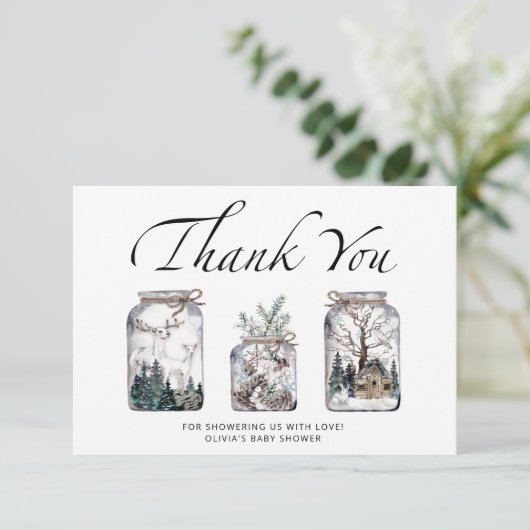 ベビーその冷たい外の赤ちゃんシャワーサンキューカード カード (スタンド正面)