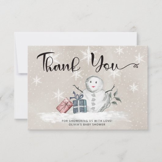 ベビーその冷たい外の赤ちゃんシャワーサンキューカード カード (正面)