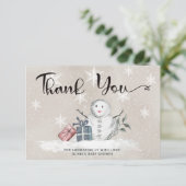 ベビーその冷たい外の赤ちゃんシャワーサンキューカード カード (スタンド正面)