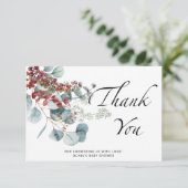 ベビーその冷たい外の赤ちゃんシャワーサンキューカード カード (スタンド正面)