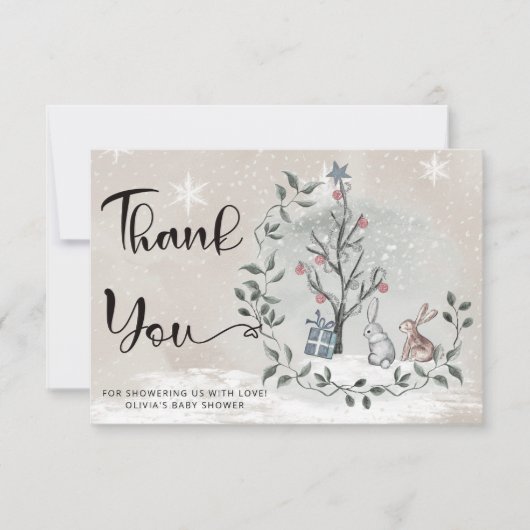 ベビーその冷たい外の赤ちゃんシャワーサンキューカード カード (正面)