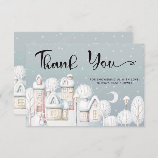 ベビーその冷たい外の赤ちゃんシャワーサンキューカード カード (正面/裏面)