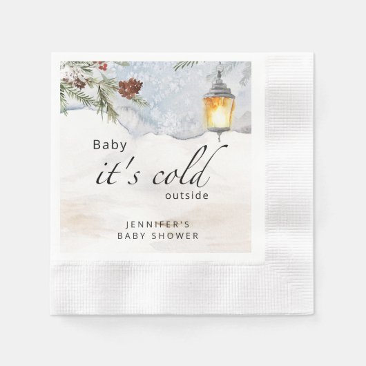 ベビーその冷たい外の赤ちゃんシャワーナプキン 縁ありカクテルナプキン (正面)