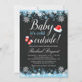 ベビーその冷たい外の雪片かわいい赤ちゃんシャワー 招待状 (正面)