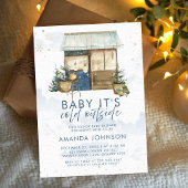 ベビーその冷たい外の雪片の冬 招待状