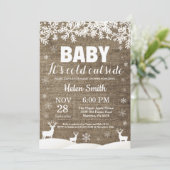 ベビーその冷たい外の鹿の冬の赤ちゃんシャワー 招待状 (スタンド正面)