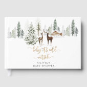 ベビーその冷たい外の鹿の赤ちゃんシャワーゲストブック ゲストブック (正面)