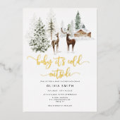 ベビーその冷たい外の鹿の赤ちゃんシャワー招待 箔招待状 (正面)