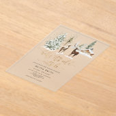 ベビーその冷たい外の鹿の赤ちゃんシャワー アクリル招待状 (レイダウン)