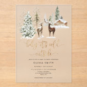 ベビーその冷たい外の鹿の赤ちゃんシャワー アクリル招待状 (正面)