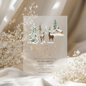 ベビーその冷たい外の鹿の赤ちゃんシャワー アクリル招待状