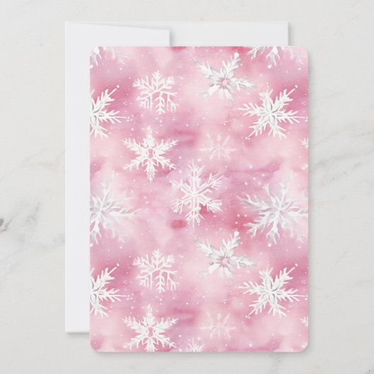 ベビーその冷たい外の鹿ピンク冬の赤ちゃんシャワー 招待状 (裏面)