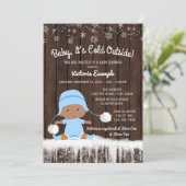 ベビーその冷たい外エスニックボーイベビーシャワー 招待状 (スタンド正面)