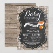 ベビーその冷たい外キツネベビーシャワー 招待状 (正面/裏面)