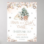 ベビーその冷たい外クマ赤ちゃんシャワー歓迎 ポスター (正面)