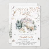 ベビーその冷たい外クマ赤ちゃんシャワー 招待状 (正面/裏面)