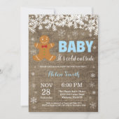 ベビーその冷たい外ジンジャーブレッドマンベビーシャワー 招待状 (正面)