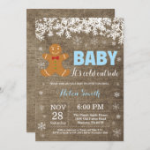 ベビーその冷たい外ジンジャーブレッドマンベビーシャワー 招待状 (正面/裏面)