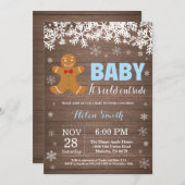 ベビーその冷たい外ジンジャーブレッドマンベビーシャワー 招待状 (正面/裏面)