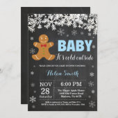 ベビーその冷たい外ジンジャーブレッドマンベビーシャワー 招待状 (正面/裏面)