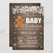 ベビーその冷たい外ジンジャーブレッドマンベビーシャワー 招待状 (正面/裏面)