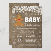 ベビーその冷たい外ジンジャーブレッドマンベビーシャワー 招待状 (正面/裏面)