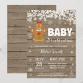 ベビーその冷たい外ジンジャーブレッドマンベビーシャワー 招待状 (正面/裏面)