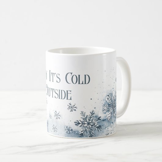 ベビーその冷たい外スノーフレークスブルー コーヒーマグカップ (正面右)