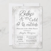 ベビーその冷たい外スノーフレーク冬の赤ちゃんシャワー 招待状 (正面)