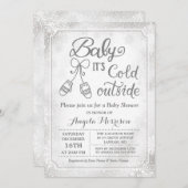 ベビーその冷たい外スノーフレーク冬の赤ちゃんシャワー 招待状 (正面/裏面)