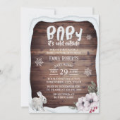 ベビーその冷たい外スノーフレーク冬の赤ちゃんシャワー 招待状 (正面)