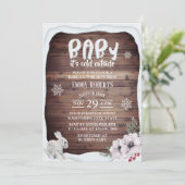 ベビーその冷たい外スノーフレーク冬の赤ちゃんシャワー 招待状 (スタンド正面)