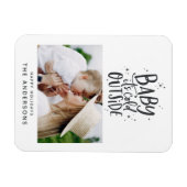 ベビーその冷たい外タイポグラフィクリスマスフォト マグネット (横)