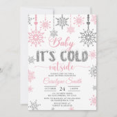 ベビーその冷たい外ピンクの女の子の赤ちゃんシャワー 招待状 (正面)