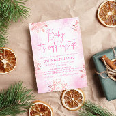 ベビーその冷たい外ピンクの赤ちゃんシャワー 招待状