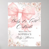 ベビーその冷たい外ピンクボウ赤ちゃんシャワー歓迎 ポスター (正面)