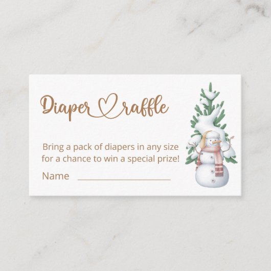 ベビーその冷たい外ベビーシャワーおむつラッフル エンクロージャーカード (正面)