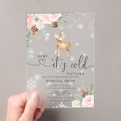 ベビーその冷たい外ベビー鹿ベビーシャワー アクリル招待状 (インサイチュ (ポータブル))