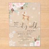 ベビーその冷たい外ベビー鹿ベビーシャワー アクリル招待状 (正面)