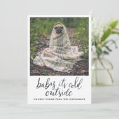 ベビーその冷たい外側の手書きの休日の写真 シーズンカード (スタンド正面)