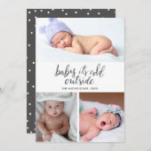ベビーその冷たい外側の手書きの休日の写真 シーズンカード (正面/裏面)