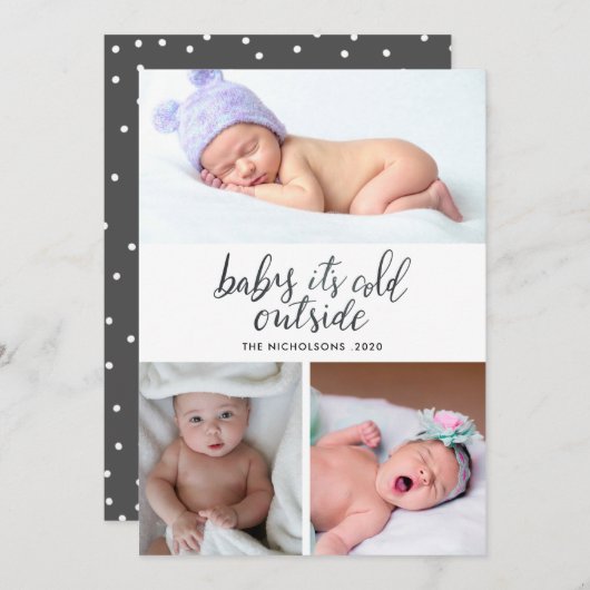 ベビーその冷たい外側の手書きの休日の写真 シーズンカード (正面/裏面)