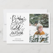 ベビーその冷たい外側の手書きスクリプト写真 招待状 (正面)