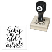 ベビーその冷たい外側の手書き黒のスクリプト ラバースタンプ (押印)