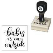 ベビーその冷たい外側の手書き黒のスクリプト ラバースタンプ (押印)