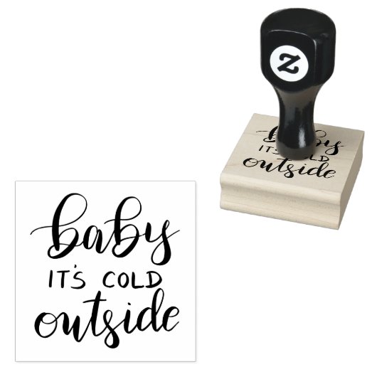 ベビーその冷たい外側の手書き黒のスクリプト ラバースタンプ (押印)