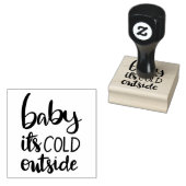 ベビーその冷たい外側の手書き黒のスクリプト ラバースタンプ (押印)