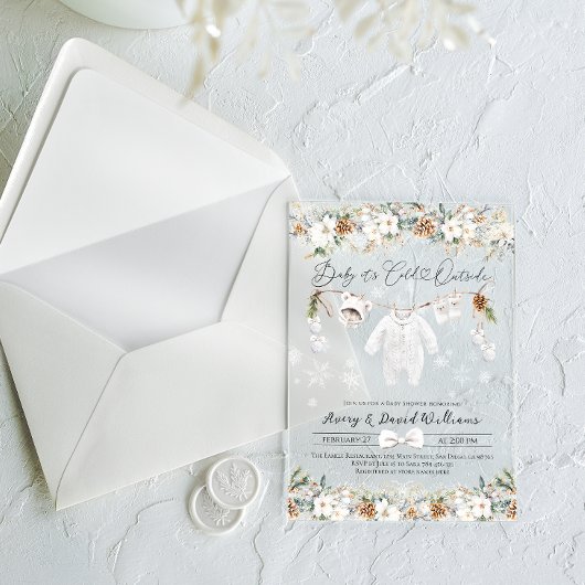 ベビーその冷たい外側の最も近いライン赤ちゃんシャワー アクリル招待状