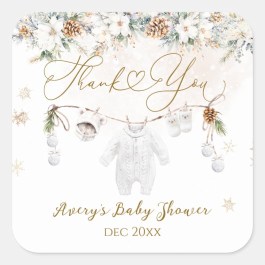 ベビーその冷たい外側の最も近いライン赤ちゃんシャワー スクエアシール (正面)